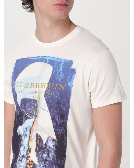 T-shirt in cotone con stampa a contrasto di Vilebrequin in Blue da Uomo