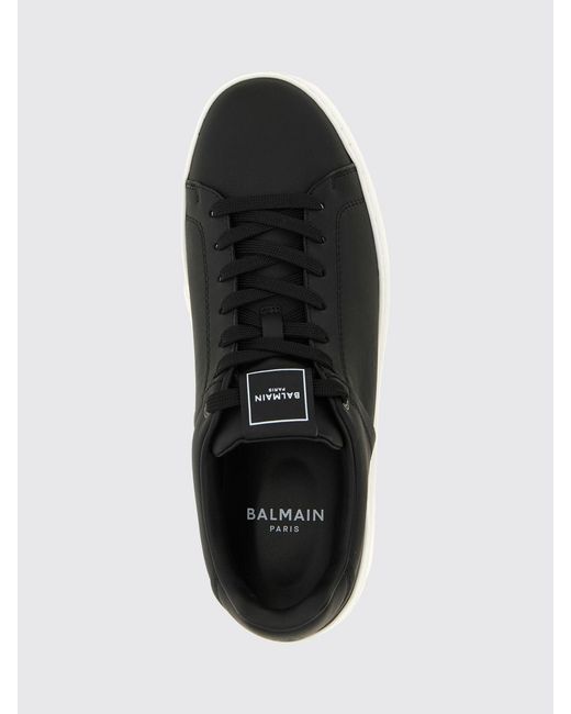 Balmain White B-Court Bicolour Smooth Calf Leather Trainers for men