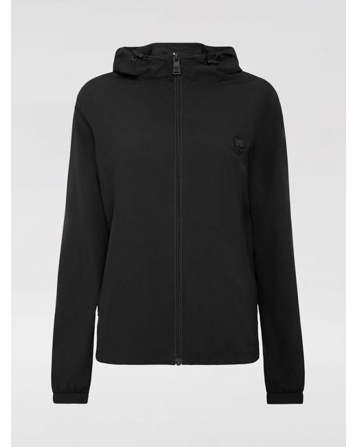 Philipp Plein Black Hooded Windbreaker Jacket
