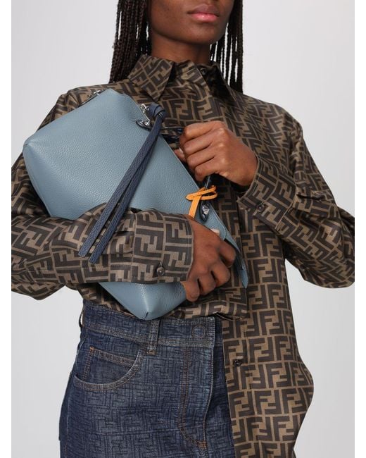Fendi Blue Mittelgroße By The Way Selleria Boston Tasche