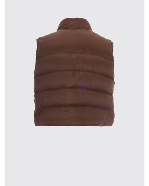 Max Mara Brown Water-Repellent Quilted Nylon Padded Gilet With High Neck