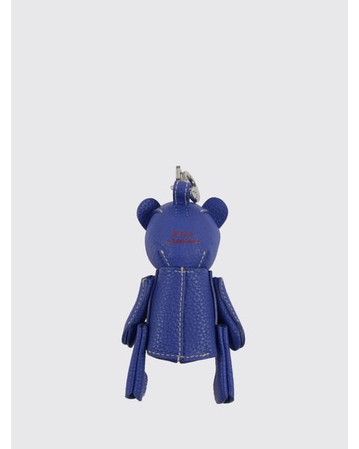 Polo Ralph Lauren Blue Teddy Bear Shaped Leather Keychain
