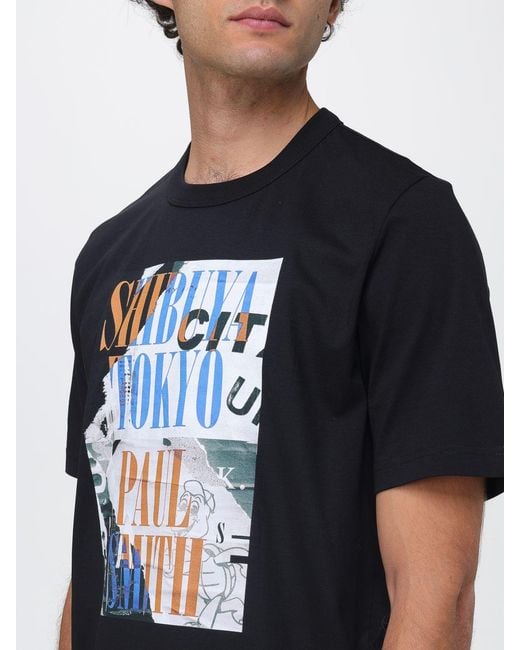 Paul Smith Blue Graphic And Slogan Print Organic Cotton Crewneck T-Shirt for men