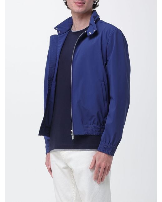 Brunello Cucinelli Blue Stretch Nylon Bomber Jacket for men