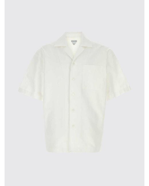 Bottega Veneta White Cotton Poplin Casual Shirt for men