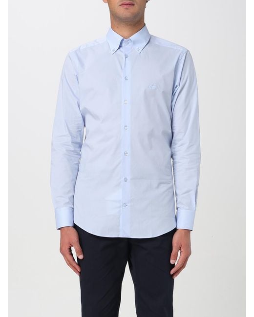 Etro Blue Solid Poplin Shirt for men