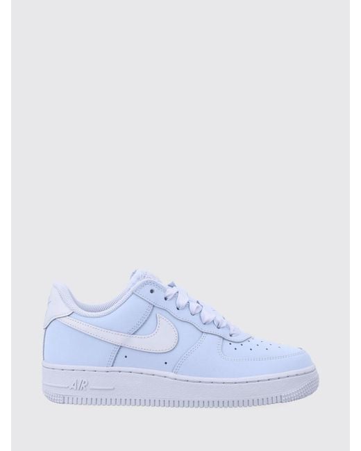 Nike White Air Force 1 Smooth Leather Sneakers With Perforated Toe And Swoosh Logo