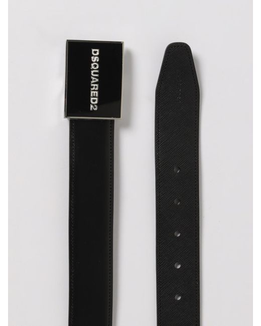 Cinturón De Piel Con Doble Hebilla DSquared² de hombre de color Black