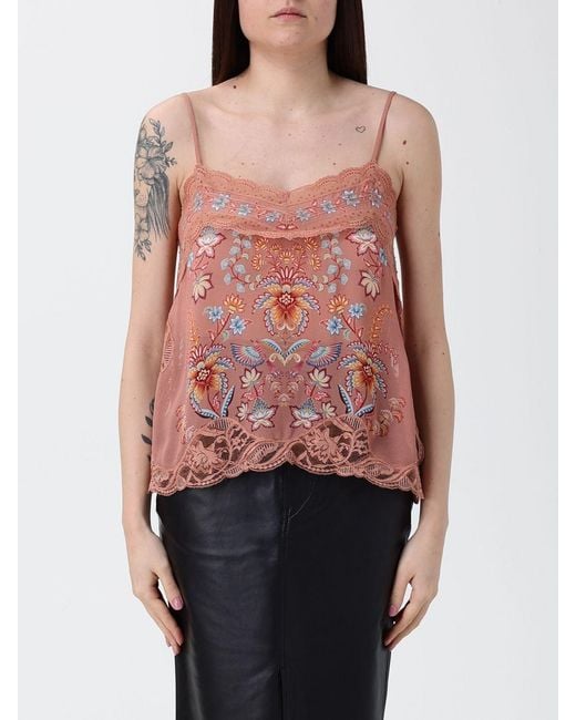 Farm Rio Red Mocha Boho Enhance Printed Cotton Top