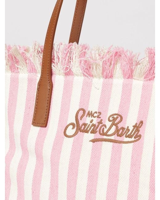 Mc2 Saint Barth Pink Cotton Bag With Embroidered Logo