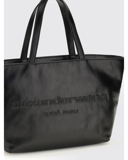 Alexander Wang Black Leather Tote Bag With Tone-On-Tone Logo And Removable Strap