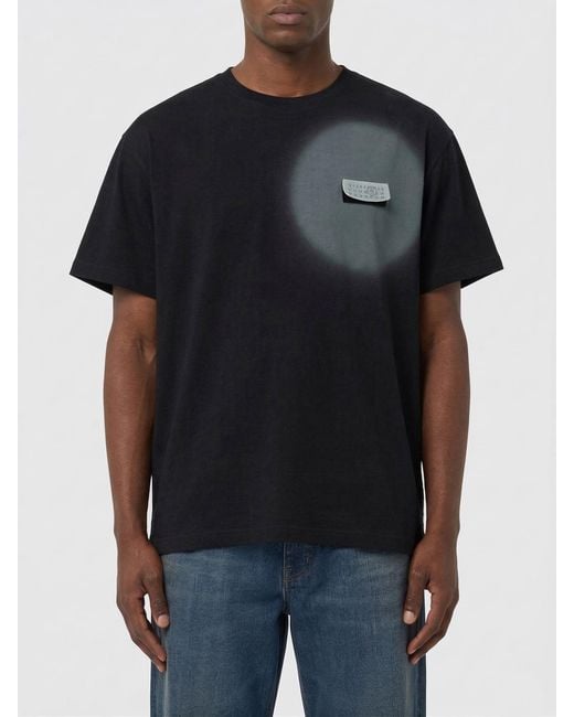 MM6 by Maison Margiela Black Printed Cotton T-Shirt for men