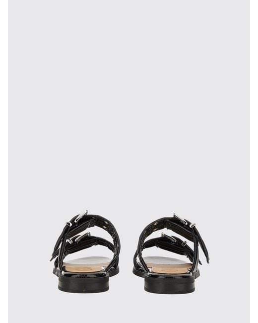 Ganni White Low-Heeled Sandals With Double Strap And Buckles
