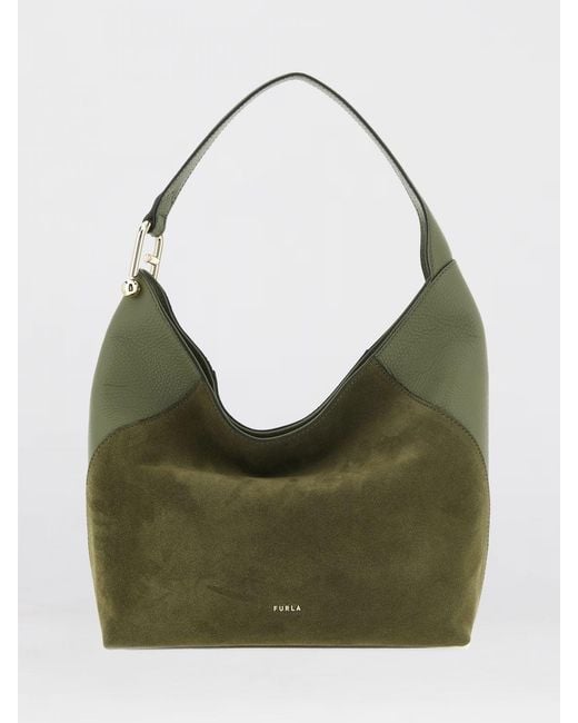 Furla Green Lara Suede Bag