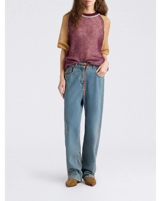 Momoní Purple MomonÌ Color-Block Mohair Wool Pullover