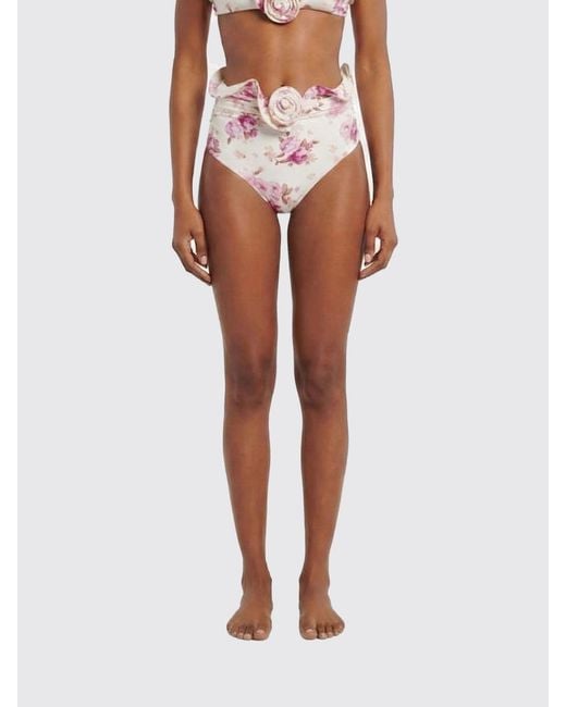 Magda Butrym Orange Floral Print Polyester Bikini Bottoms