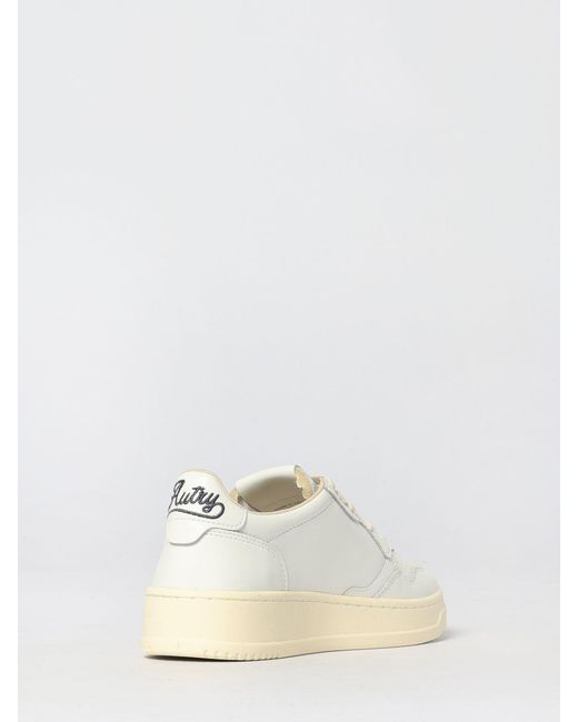 Autry Natural Medalist Low Leather Sneakers With Shell Embroidery