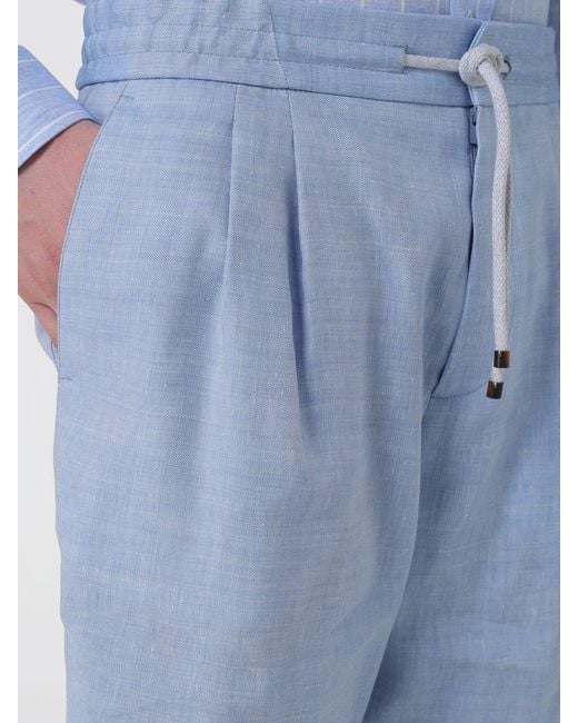 Brunello Cucinelli Blue Linen Blend Shorts for men