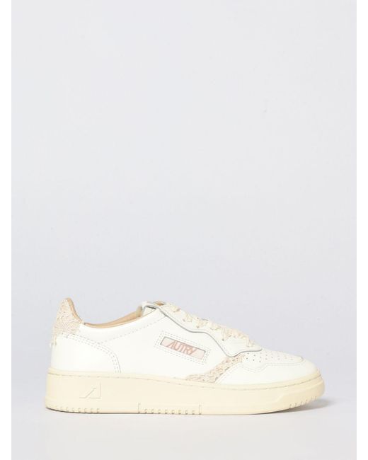 Autry Natural Medalist Low Leather Sneakers With Lace Details