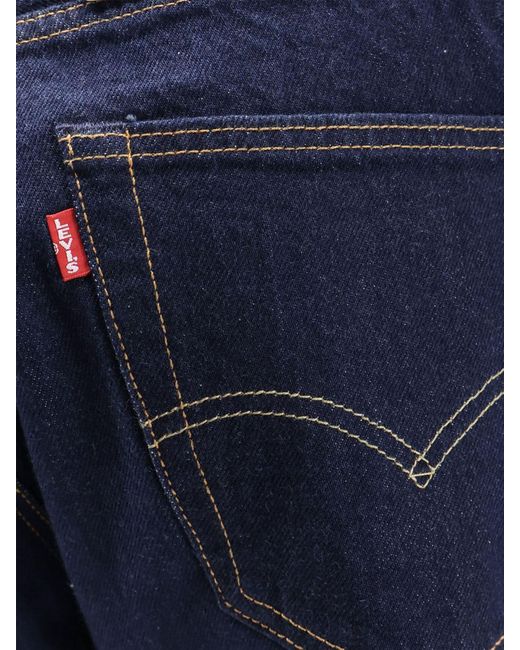 Levi's Blue Straight Fit Cotton Denim Jeans With Worn Effect for men
