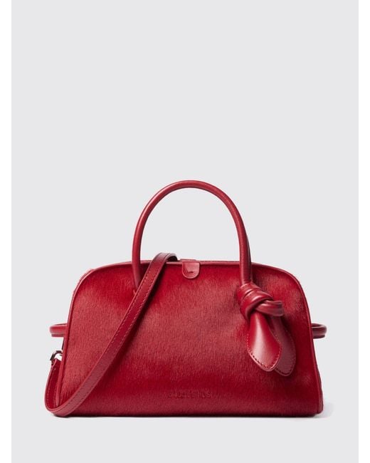 Jacquemus Red Le Petit Turismo Leather And Calf Hair Bag