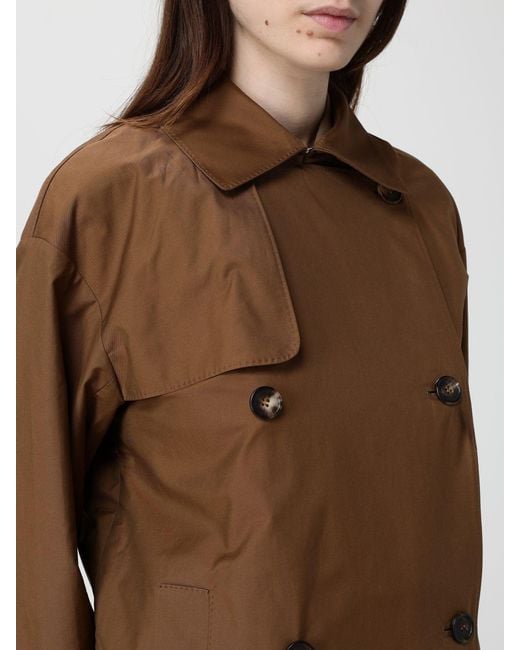 Max Mara Brown Zeno Double Breasted Short Trench Coat