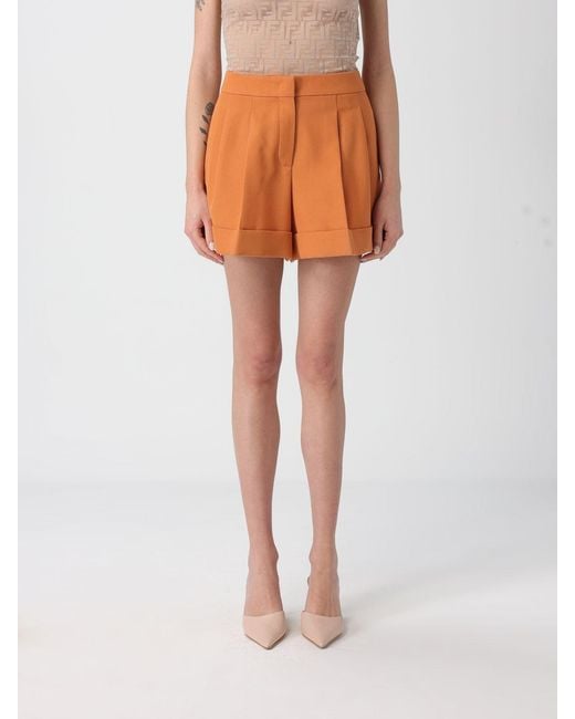 Fendi Orange Virgin Wool Grain De Poudre Shorts