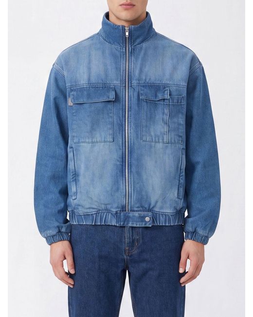 Carrera Blue Barrau Cotton Bomber Jacket With High Neck And Concealed Closure for men