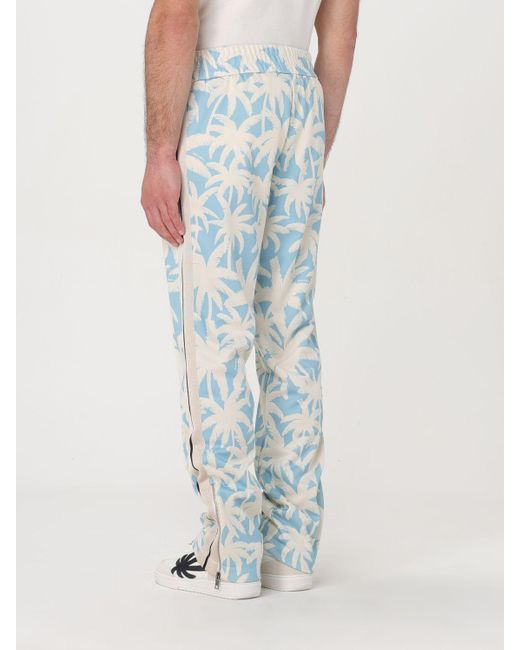Pantalone in nylon stampato di Palm Angels in Blue da Uomo