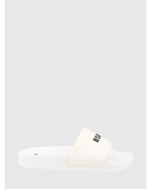MSGM White Pvc Pool Slides With Contrasting Maxi Logo Print for men