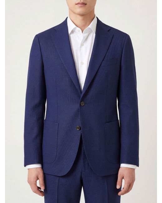 Boglioli Blue Single-Breasted Pure Wool Blazer With Patch Pockets for men
