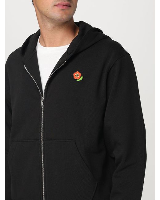 Felpa Con Cappuccio E Zip di KENZO in Black da Uomo