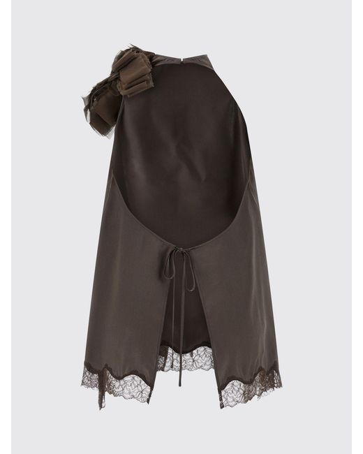 Magda Butrym Brown Silk Top With Bow