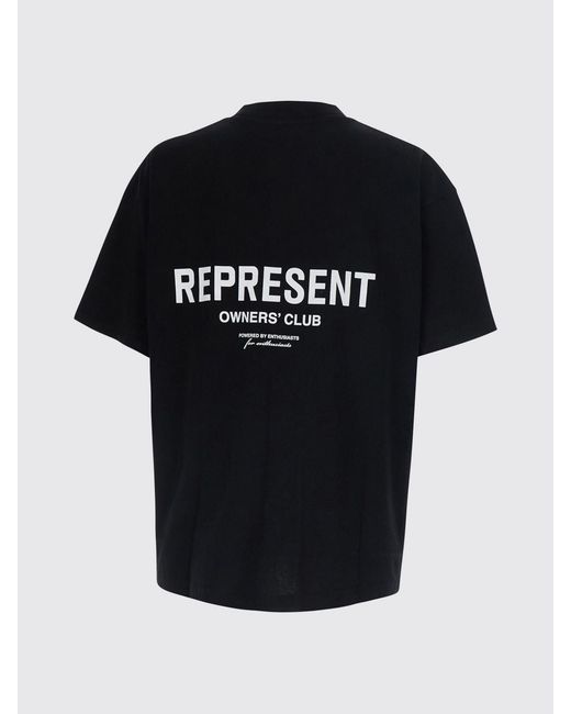 Represent Black Crew Neck Cotton T-Shirt With Contrast Logo for men