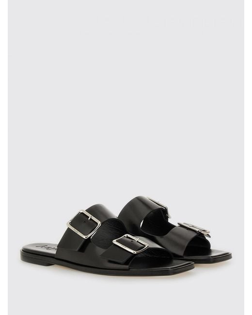 Aeyde Black Flat Sandals