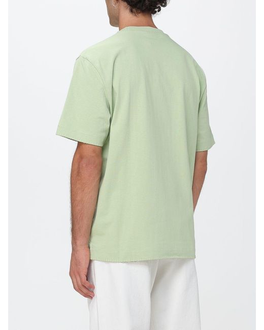 Paul Smith Green Relaxed Fit Cotton T-Shirt With Embroidered Logo And Dropped Shoulders for men