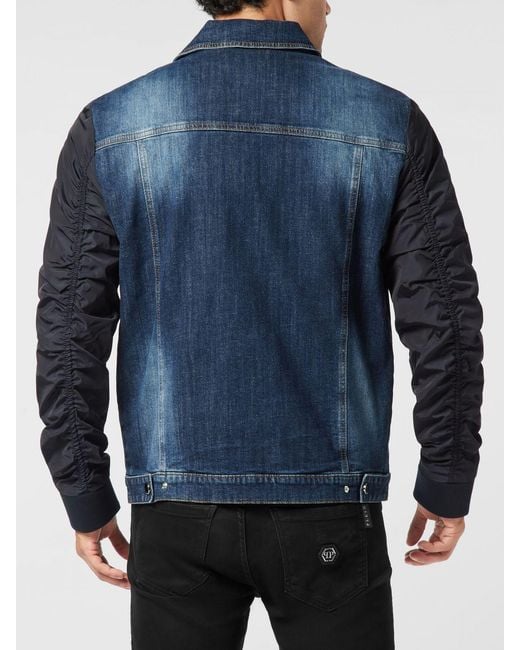 Philipp Plein Blue Cotton Jean Jacket With Classic Collar And Buttons for men