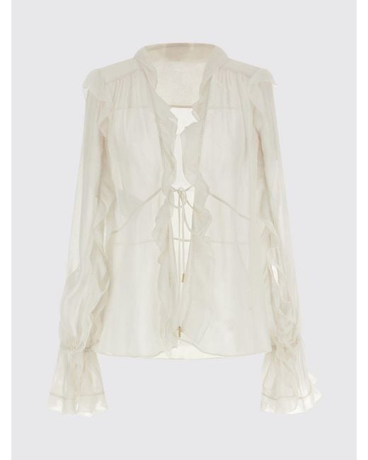 Alberta Ferretti White Silk Blouse