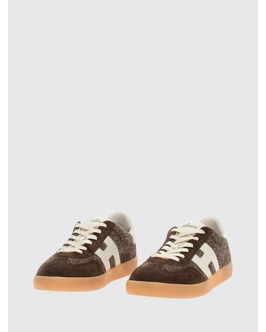 Hogan Brown Cool Leather And Suede Sneakers With H Logo And Rubber Sole for men