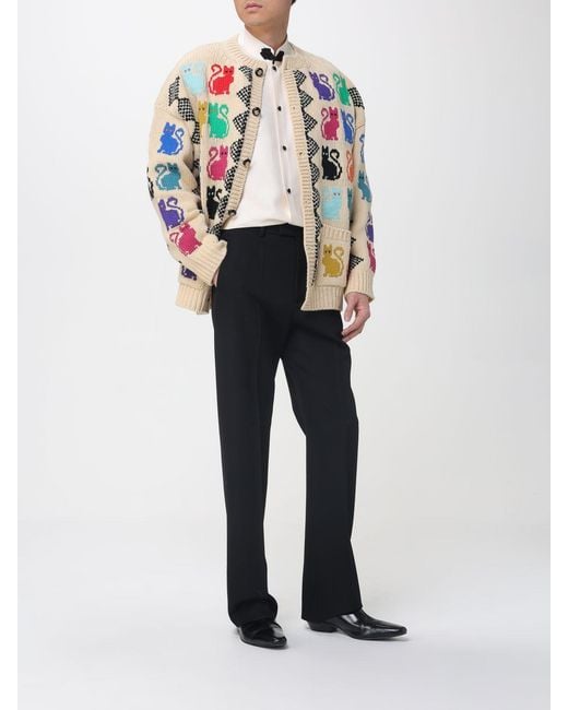 Valentino Gray Jacquard Wool Cardigan for men