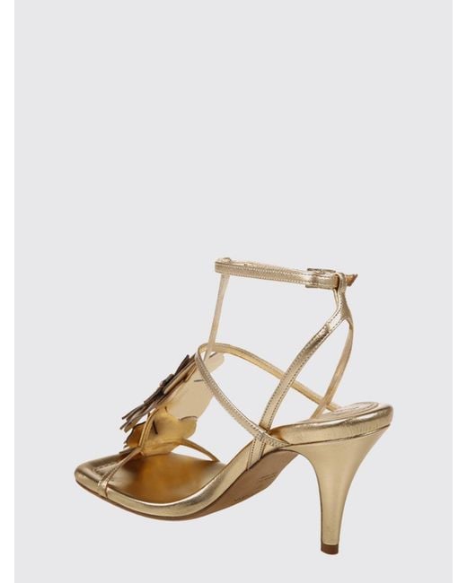 Zimmermann Natural Belara Laminated Leather Sandal With Applied Flowers