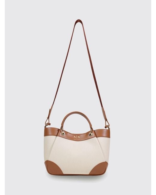 ARMANI EXCHANGE Natural Handheld Canvas Shopping Bag
