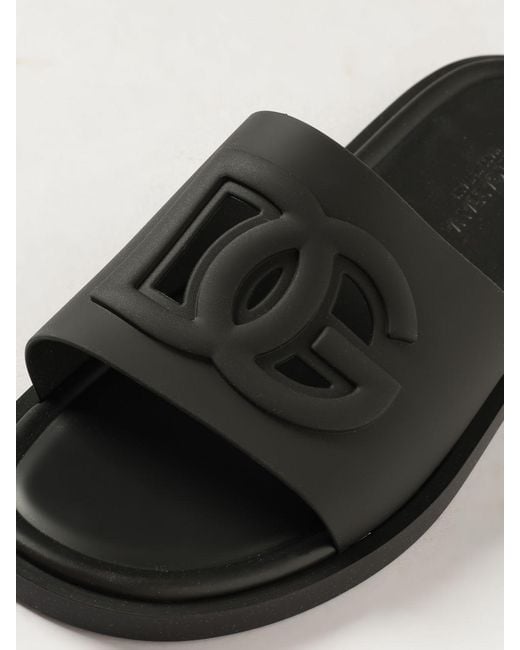 Dolce & Gabbana Black Dolce &Amp Gabbana Rubber Slides With Carved Dg Monogram for men