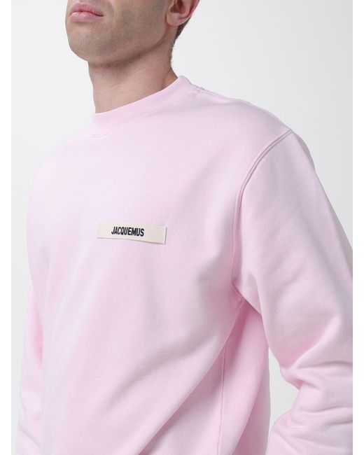 Jacquemus Pink Logo Cotton Crewneck Sweatshirt for men