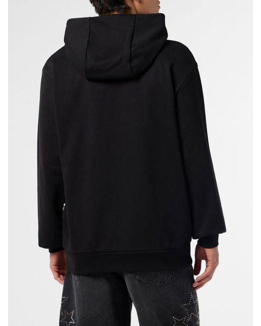 Philipp Plein Black Cotton Hoodie for men