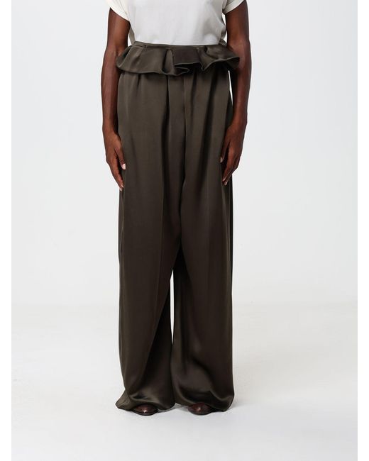 Khaite Black Kira High-Waisted Wide-Leg Satin Trousers With Drawstring