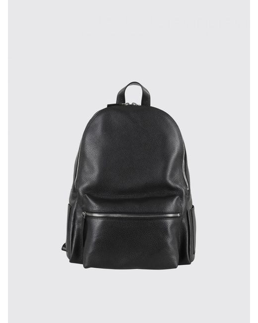 Orciani Black Micron Deep Hammered Leather Backpack for men