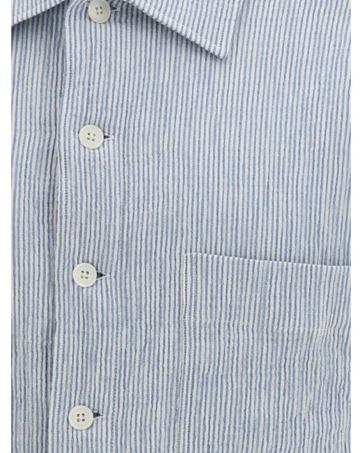 sunflower Gray Striped Stretch Cotton Shirt for men