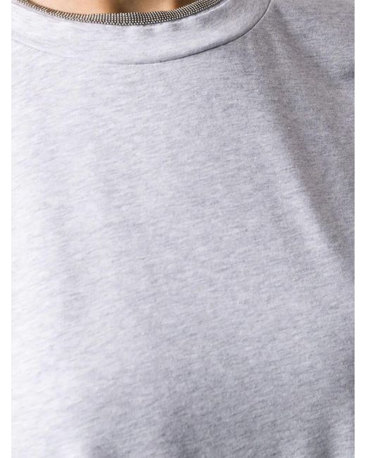 Brunello Cucinelli White Basic Cotton T-Shirt With Monile