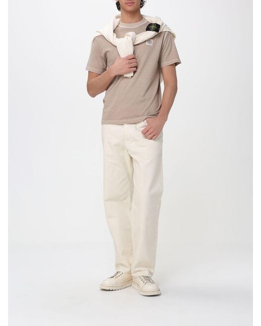 Stone Island White Straight Jeans for men